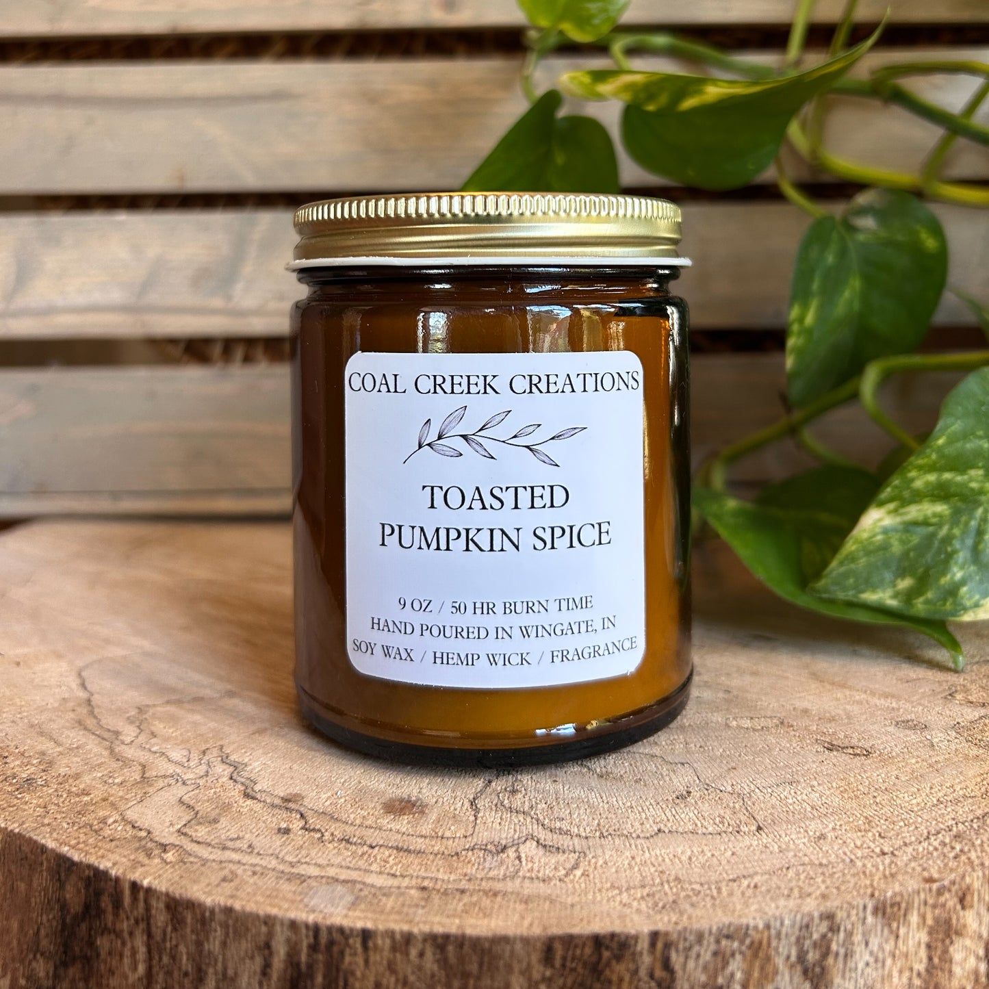 Toasted Pumpkin Spice | Scented Natural Soy Candle | Hand poured in Amber Jars with Organic Hemp Wick | Phthalate-free | Fall Scented