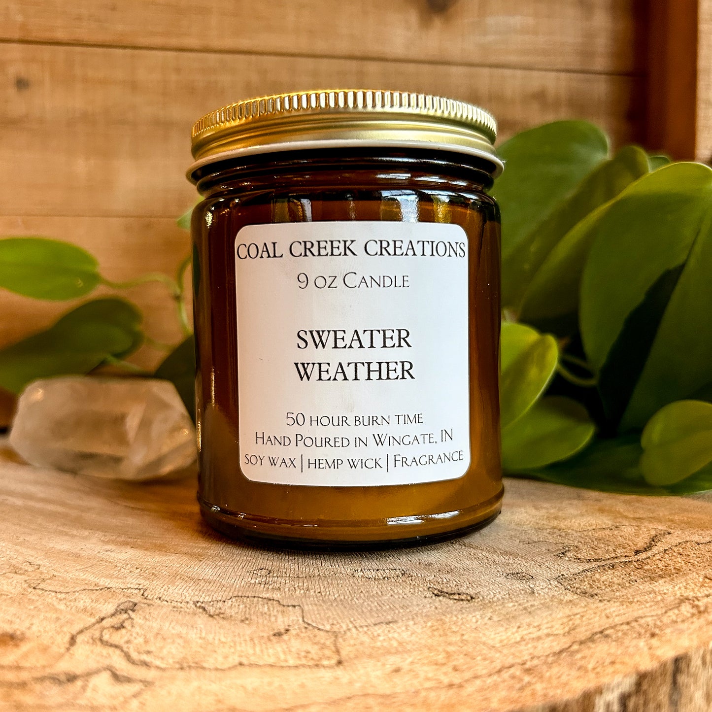 Sweater Weather | Scented Natural Soy Candle | Hand poured in Amber Jars with Organic Hemp Wick | Phthalate-free | Fall Scented