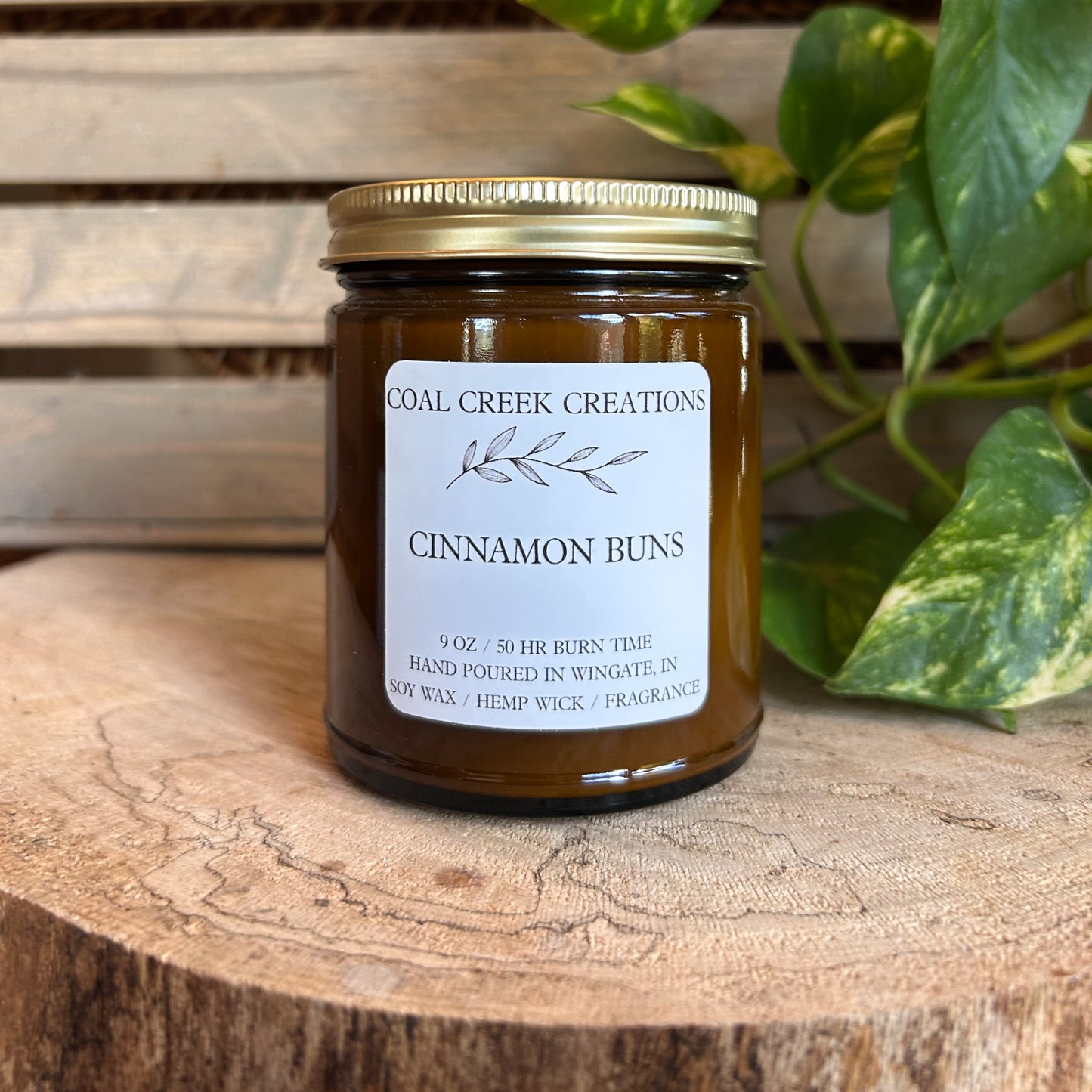 Cinnamon Buns  | Scented Natural Soy Candle | Hand poured in Amber Jars with Organic Hemp Wick | Phthalate-free