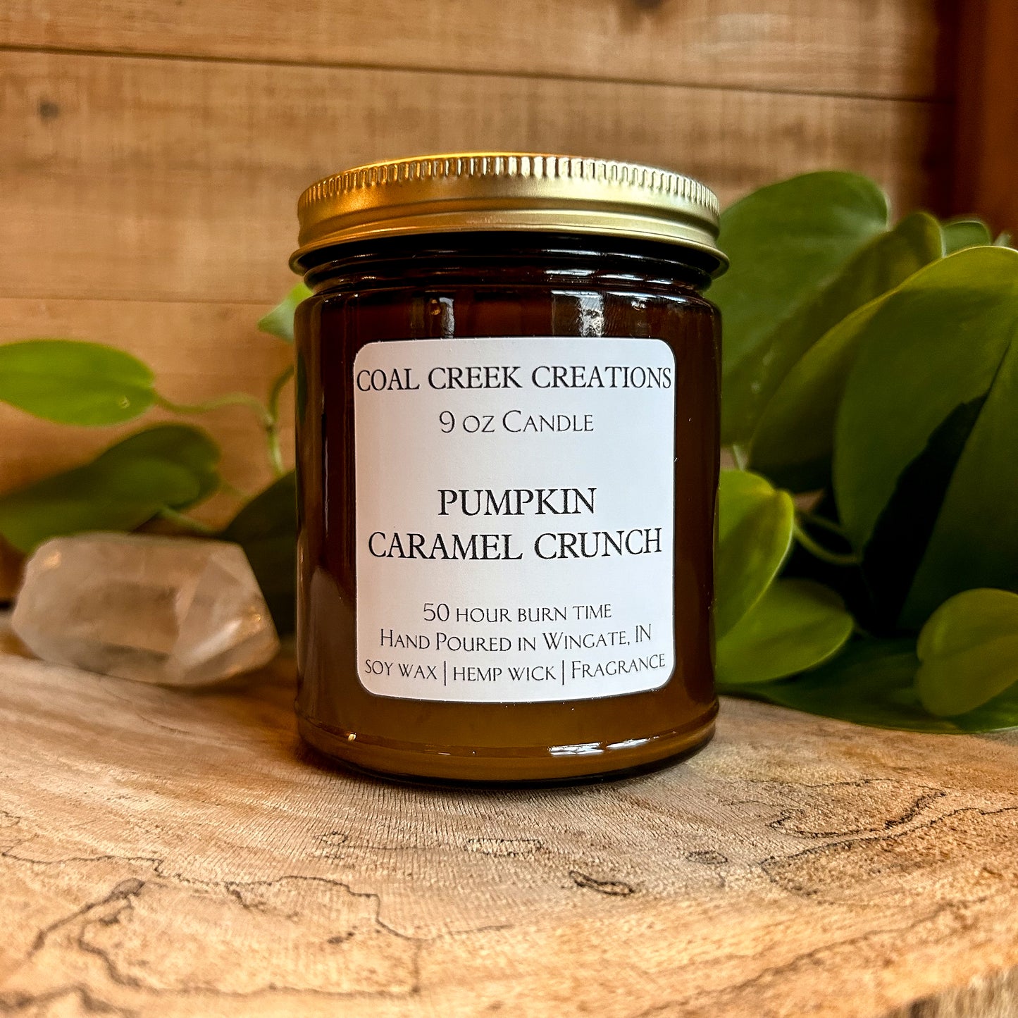 Pumpkin Caramel Crunch | Scented Natural Soy Candle | Hand poured in Amber Jars with Organic Hemp Wick | Phthalate-free | Fall Scented