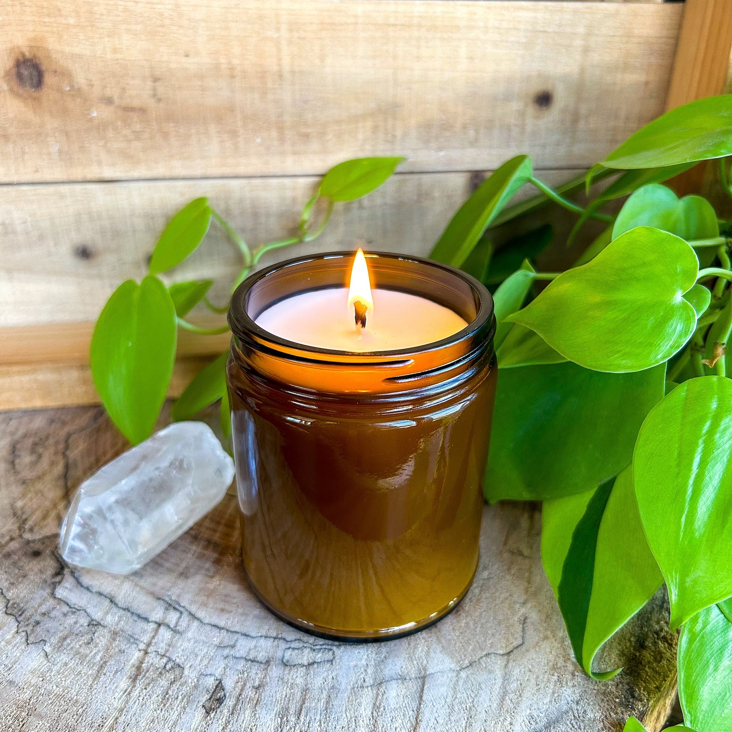 Leaves | Scented Natural Soy Candle | Hand poured in Amber Jars with Organic Hemp Wick | Phthalate-free | Fall Scented