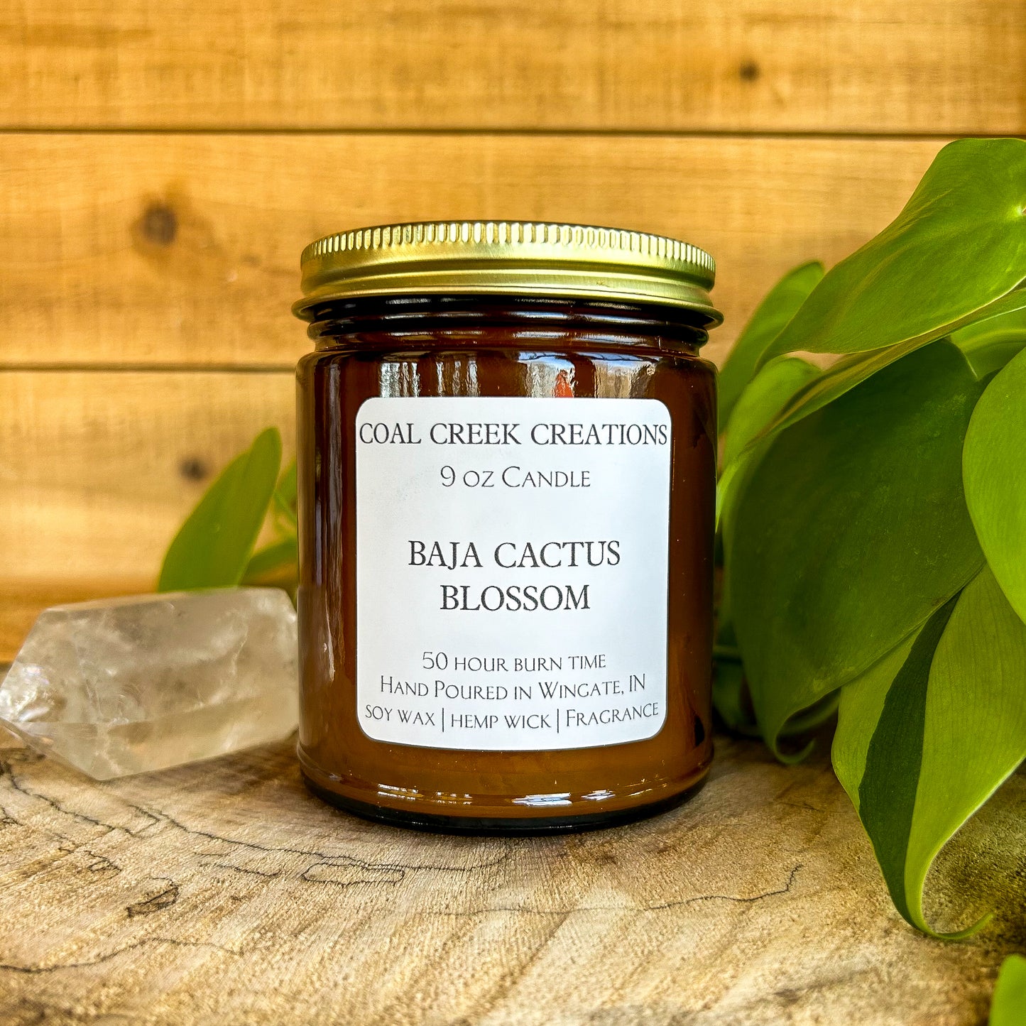 Baja Cactus Blossom  | Scented Natural Soy Candle | Hand poured in Amber Jars with Organic Hemp Wick | Phthalate-free