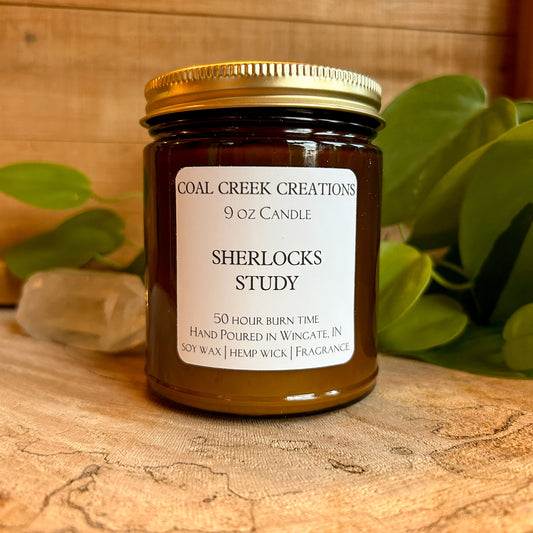 Sherlock's Study | Scented Natural Soy Candle | Hand poured in Amber Jars with Organic Hemp Wick | Phthalate-free |