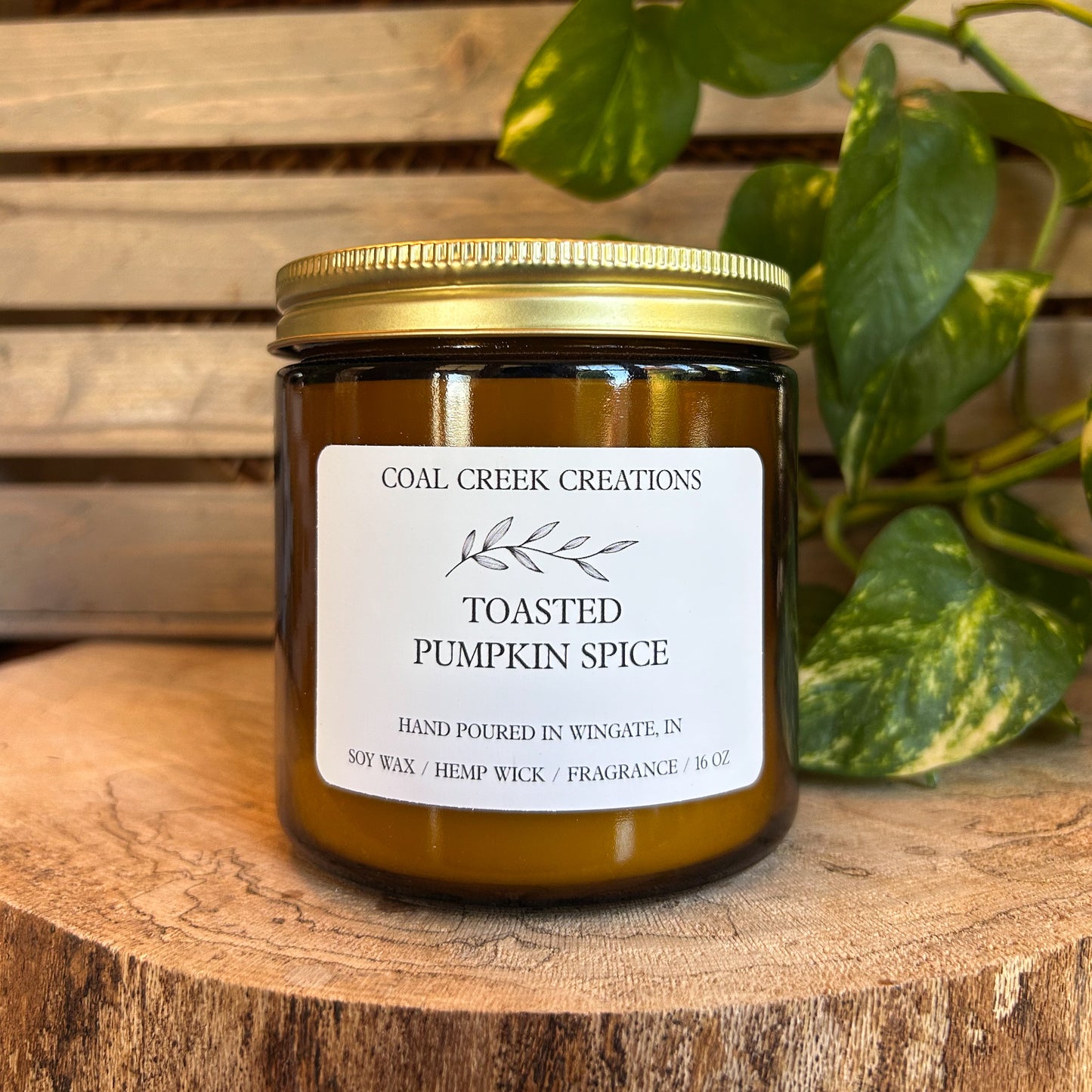 Toasted Pumpkin Spice | Scented Natural Soy Candle | Hand poured in Amber Jars with Organic Hemp Wick | Phthalate-free | Fall Scented