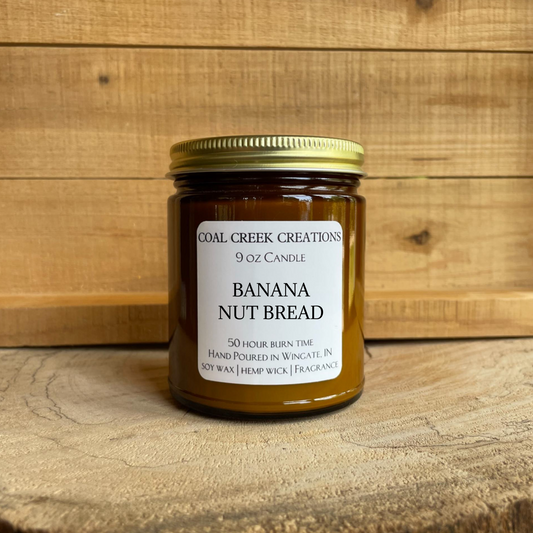 Banana Nut Bread | Scented Natural Soy Candle | Hand poured in Amber Jars with Organic Hemp Wick | Phthalate-free