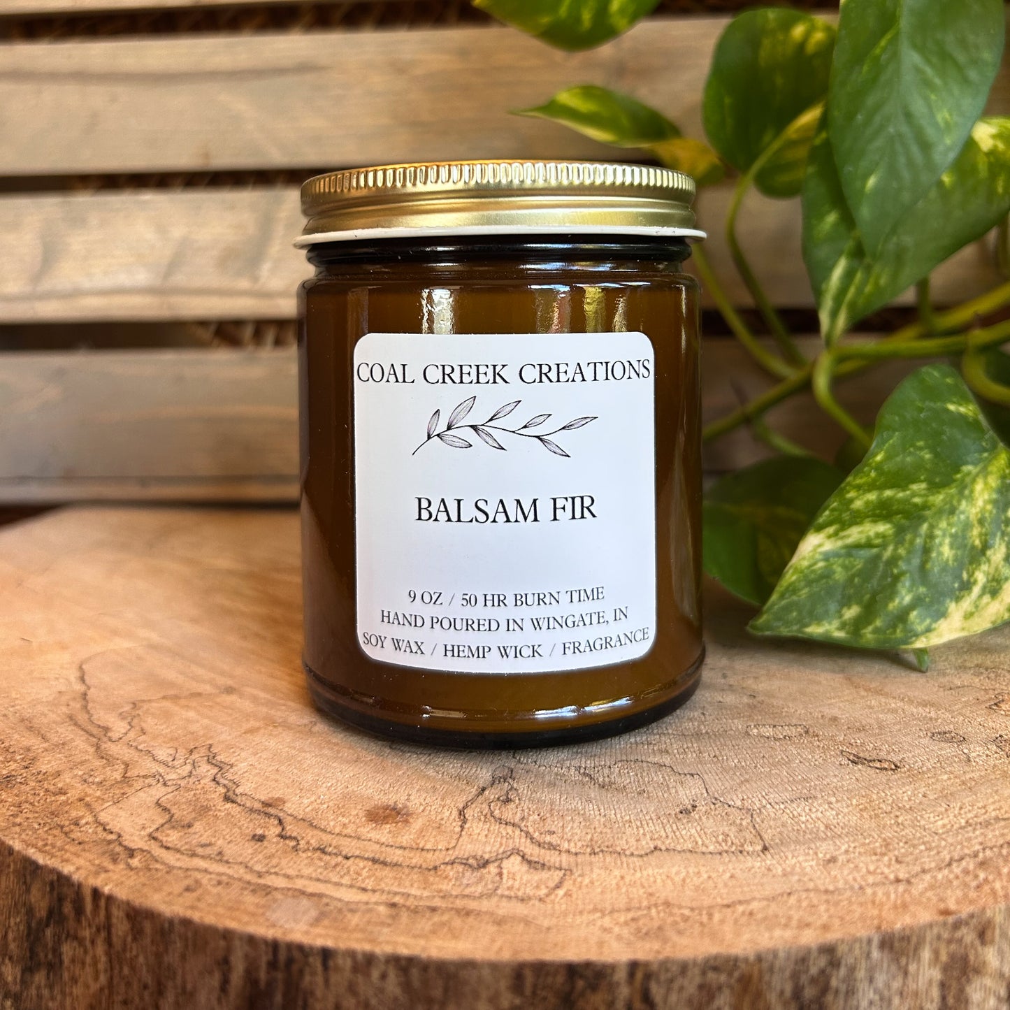 Balsam Fir | Scented Natural Soy Candle | Hand poured in Amber Jars with Organic Hemp Wick | Phthalate-free |