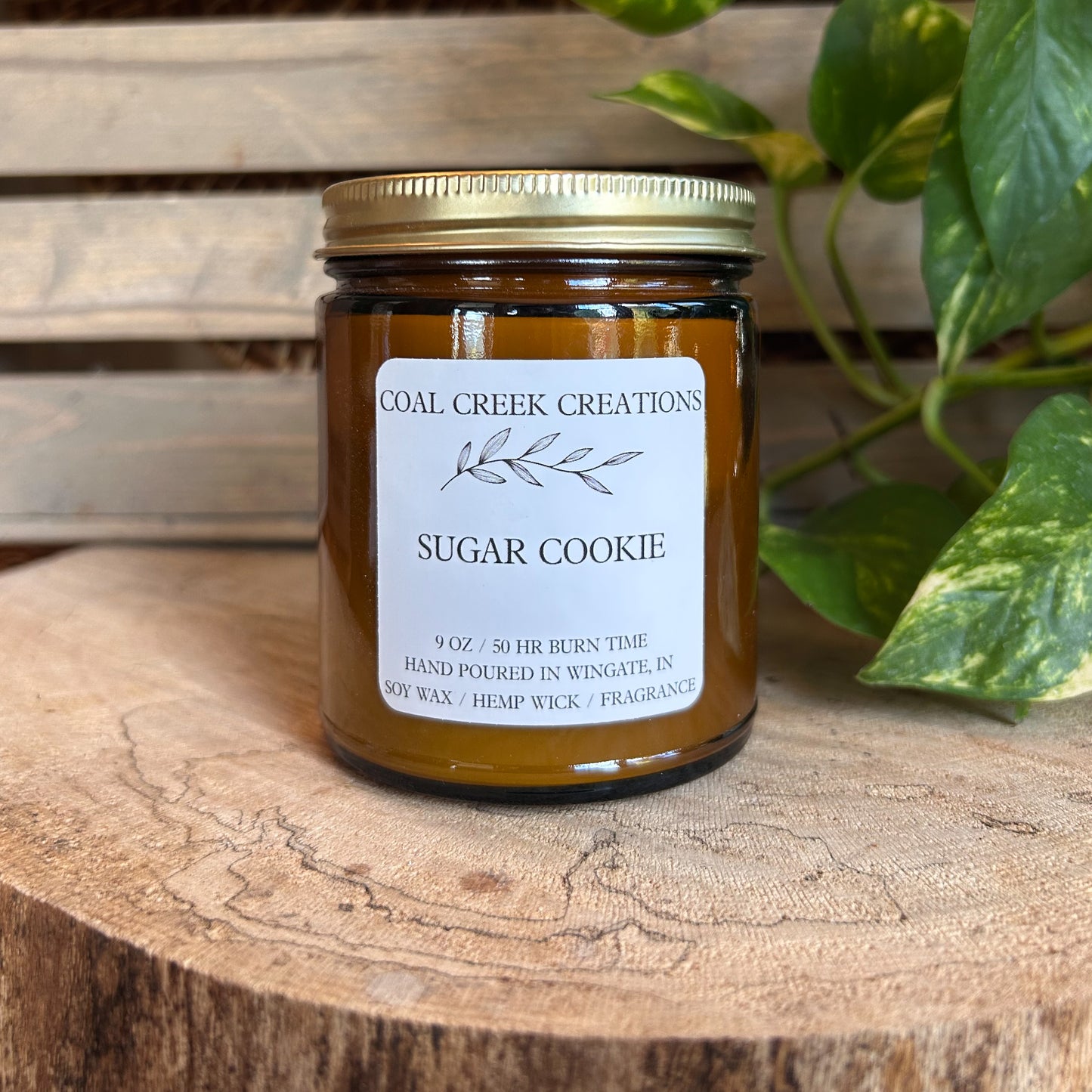 Sugar Cookie | Scented Natural Soy Candle | Hand poured in Amber Jars with Organic Hemp Wick | Phthalate-free |