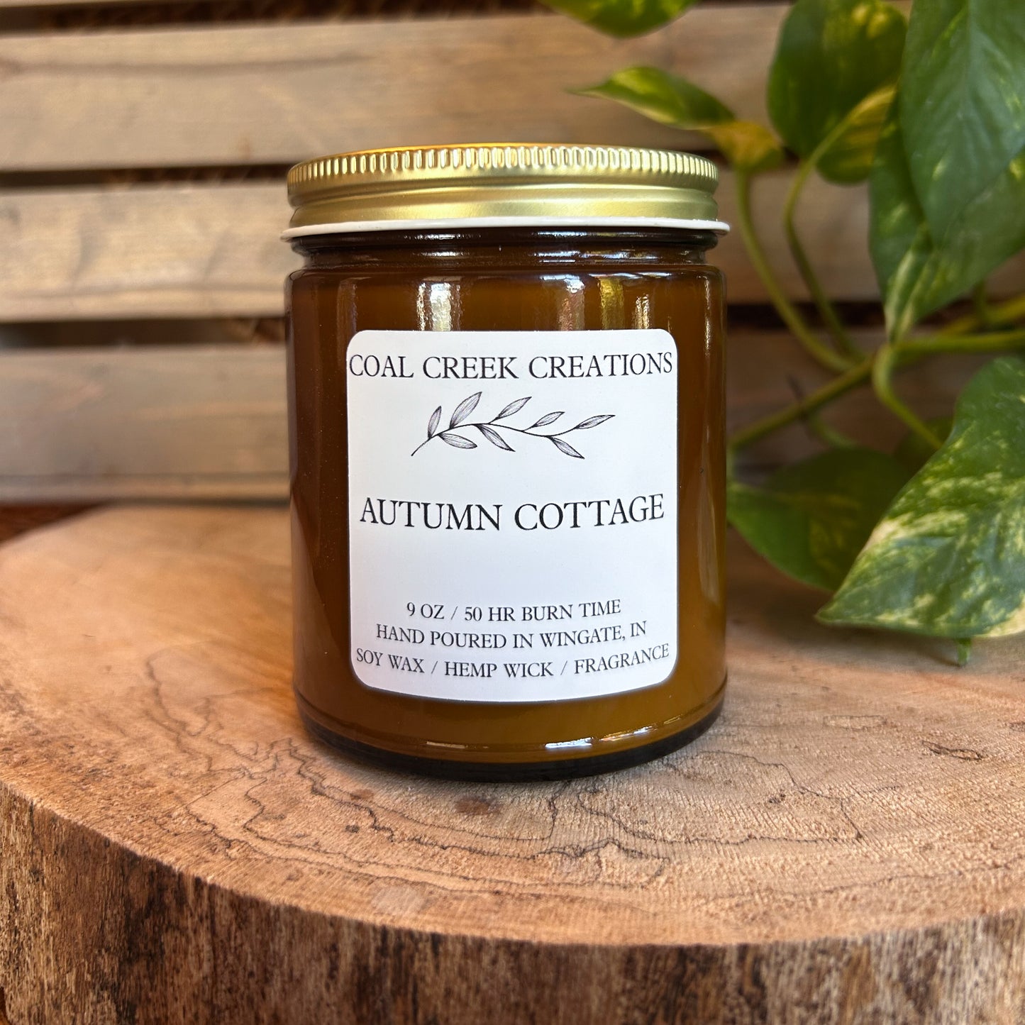 Autumn Cottage | Scented Natural Soy Candle | Hand poured in Amber Jars with Organic Hemp Wick | Phthalate-free | Fall Scented