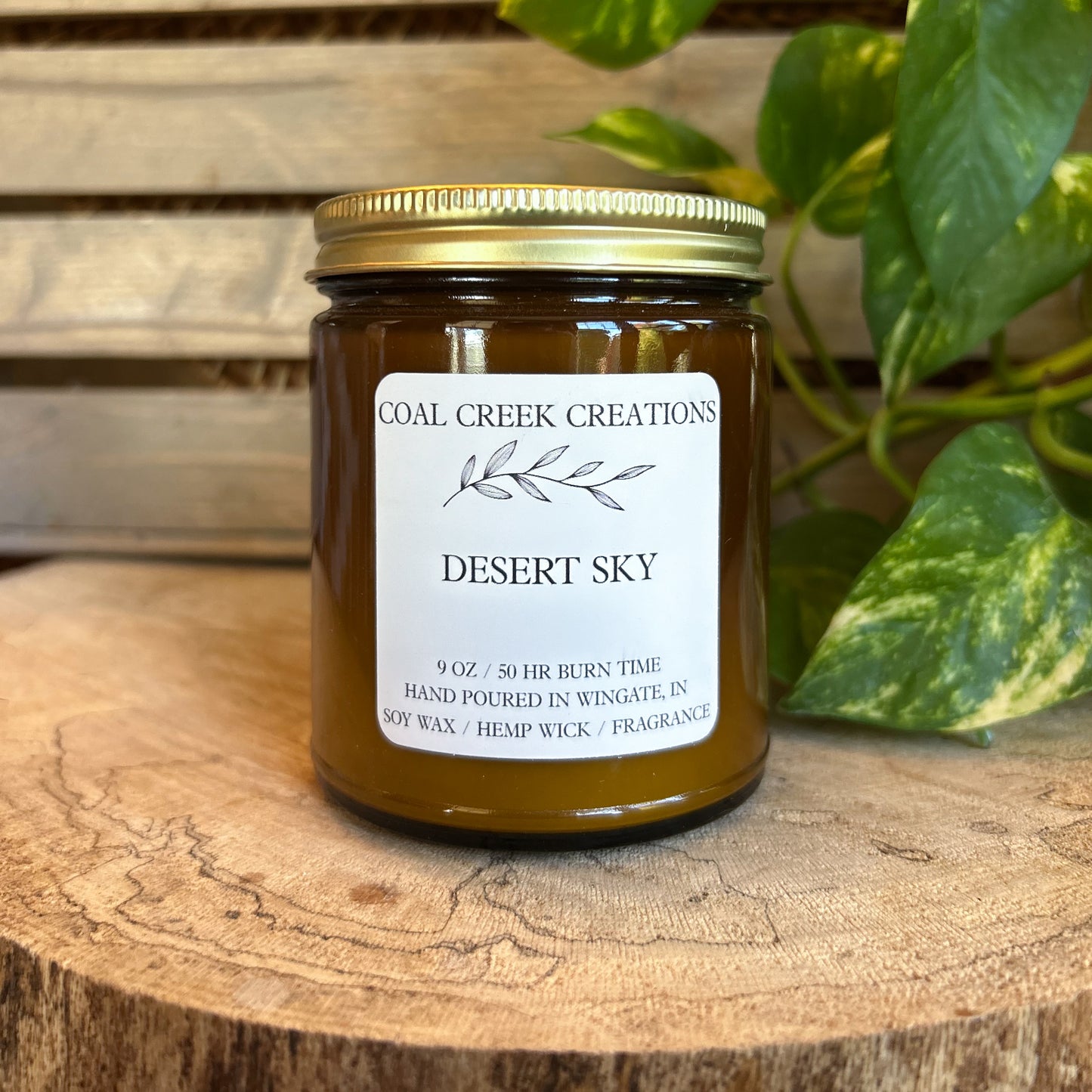 Desert Sky | Scented Natural Soy Candle | Hand poured in Amber Jars with Organic Hemp Wick | Phthalate-free |