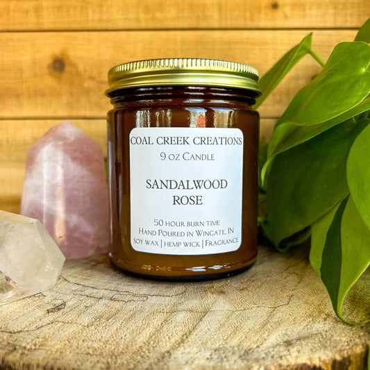 Sandalwood Rose | Scented Natural Soy Candle with Organic Hemp Wick