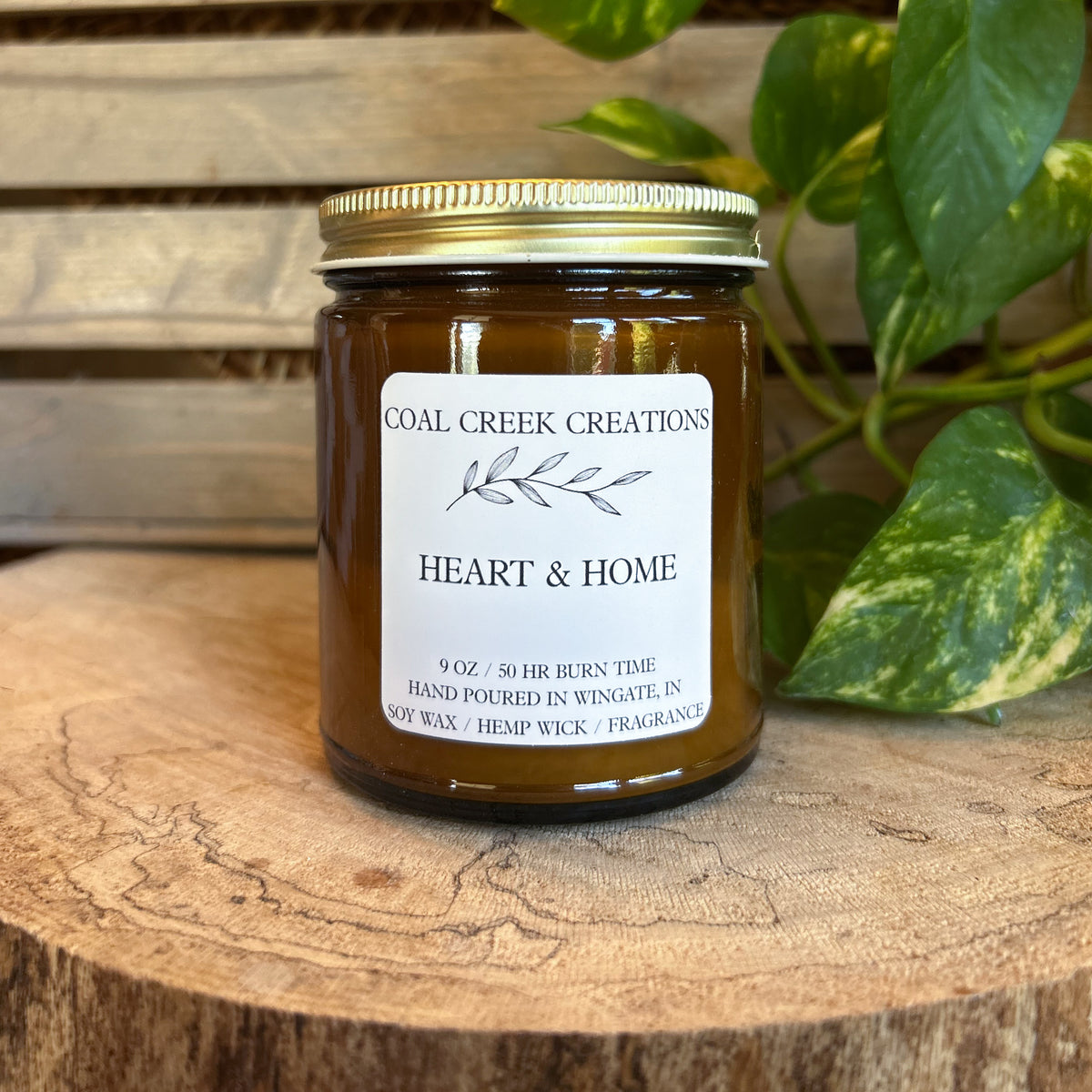 Heart + Home | Scented Natural Soy Candle | Hand poured in Amber Jars with Organic Hemp Wick | Phthalate-free | Fall Scented