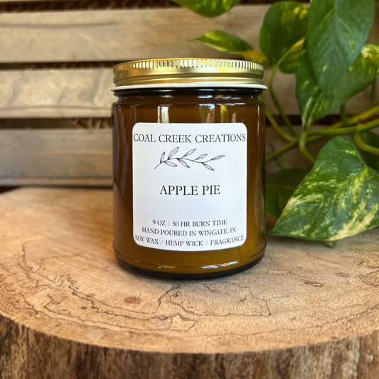 Apple Pie | Scented Natural Soy Candle | Hand poured in Amber Jars with Organic Hemp Wick | Phthalate-free |