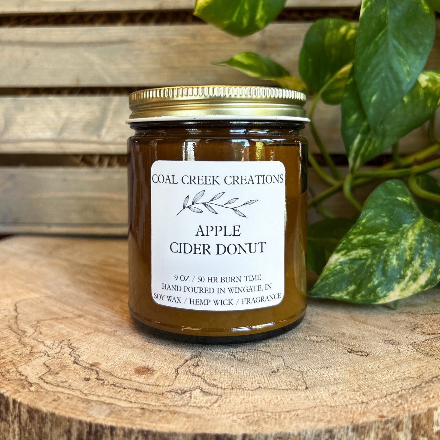 Apple Cider Donut | Scented Natural Soy Candles | Hand poured in Amber Jars with Organic Hemp Wick | Phthalate-free